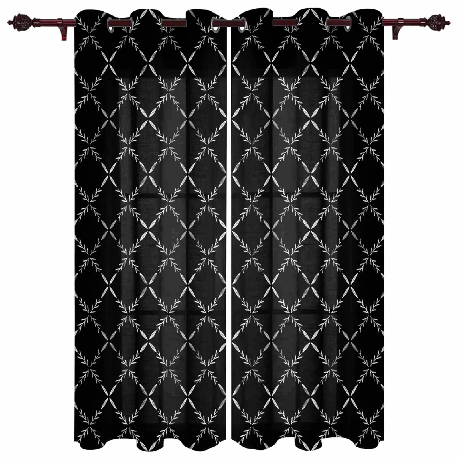 Diamond Grid Texture Black And White Modern Window Curtains for Living Room Bedroom Curtain Home Decor Balcony Drapes