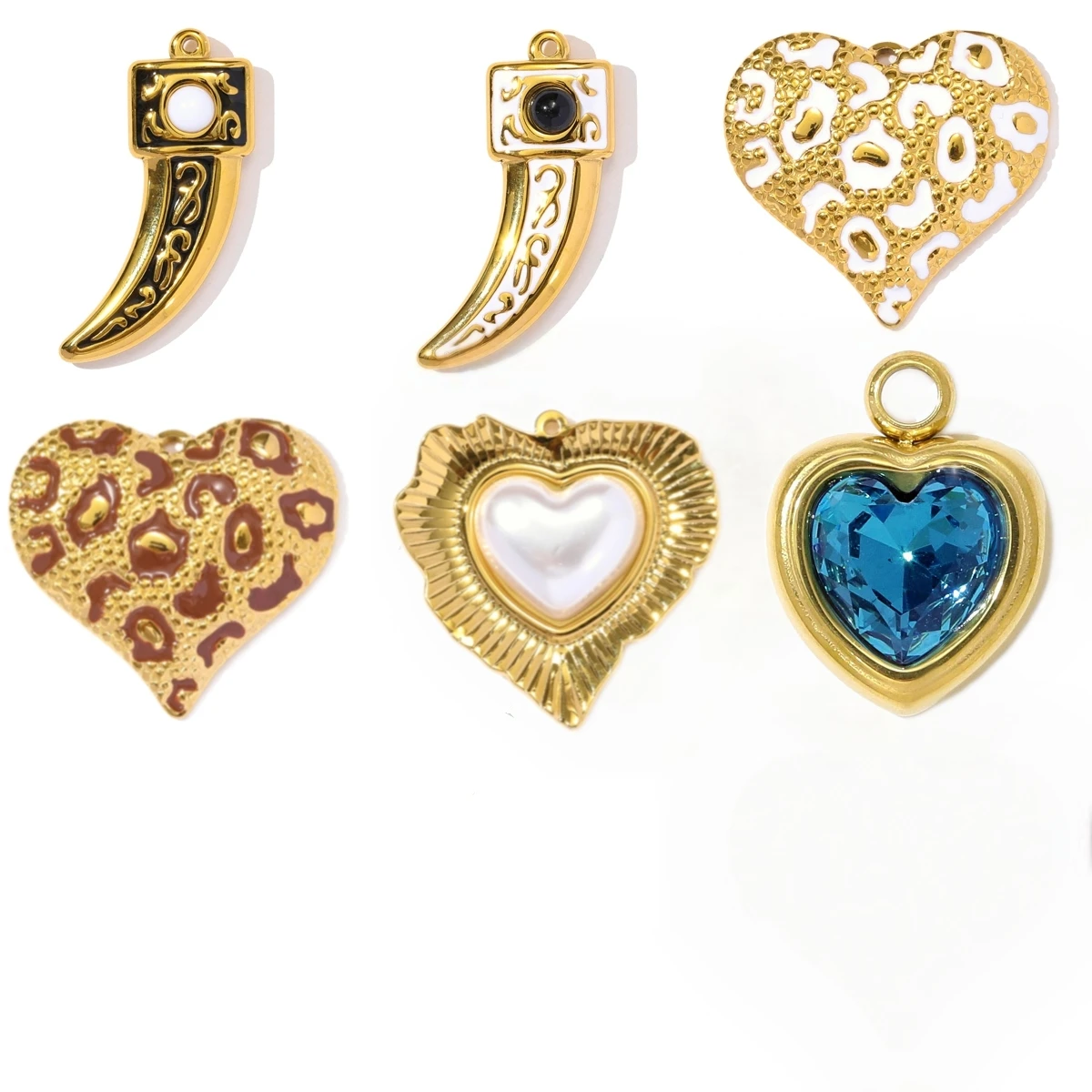 

3Pcs/Lot Stainless Steel Charms Heart Rhinestone Pendants For DIY Making Necklace Earrings Jewelry Accessory Wholesale