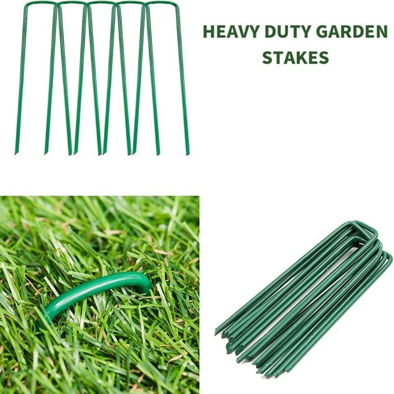 10Pieces Garden Stakes Galvanized Landscape for Staples U-Type Turf for Staples for Artificial Grass Rust Proof Sod Pins