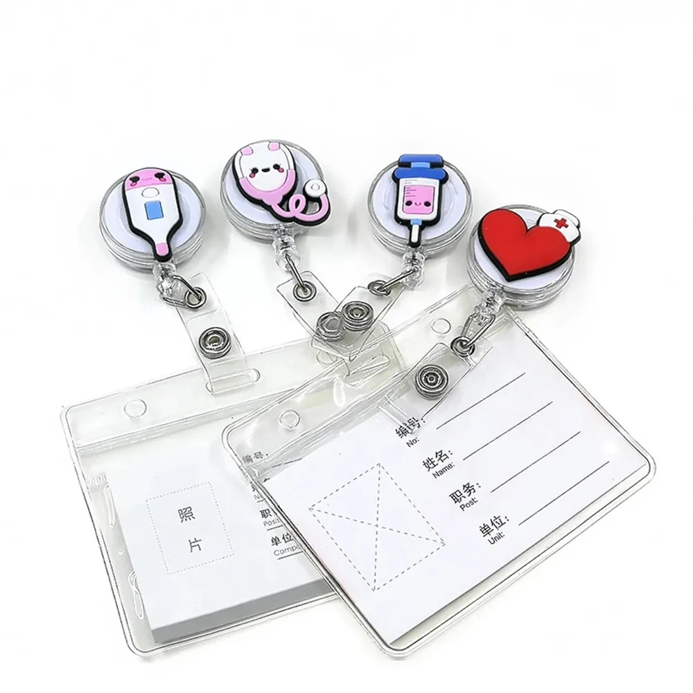 New Design 1PCS High Quality Silicone Retractable Hospital Nurse Badge Holder Reel Cute Cartoon ID Card Holder