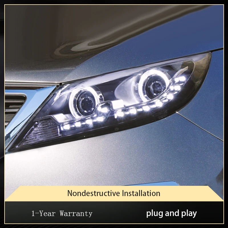 Car Lights for Kia Sportage 2010-2014 Headlights Modified Angel Eyes LED Projection Lens Xenon Front Lamp Tools Accessories