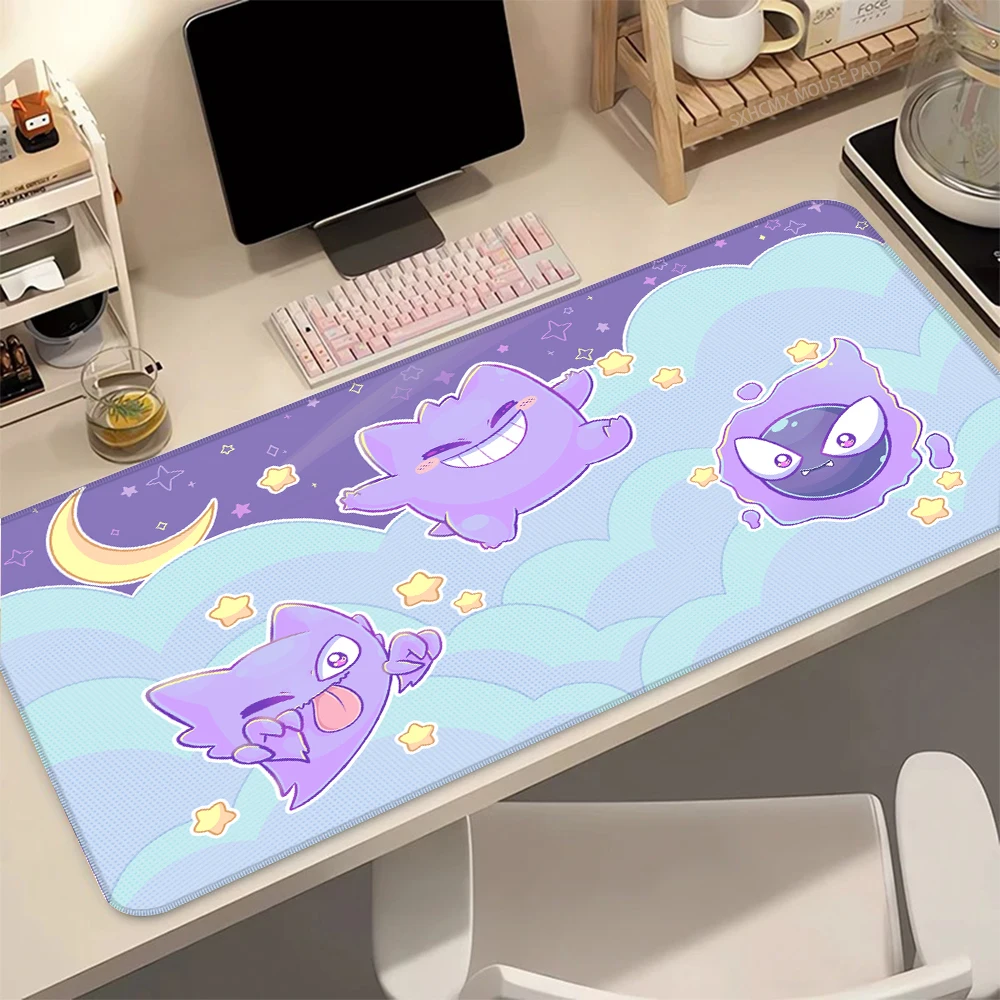 Großes Gaming-Mauspad P-Pokemon Gengar HD-Druck, rutschfeste Gummibasis, Schreibtischunterlage für PC, Laptop, Computer, Gamer, Esports-Zubehör