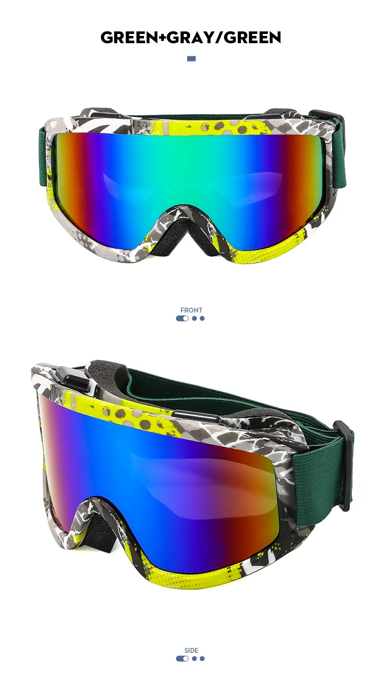 Große Skibrille mit farbigen Gläsern und stoßfesten, blendfreien Gläsern aus Schaumstoff für Outdoor-Sportarten, Snowboarden und Skifahren. – Detail 18
