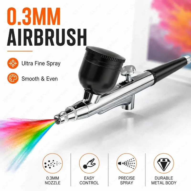 Portable 0.3mm Airbrush Pen Spray Gun Single Action Nozzle Tool for Model Cake Nail Beauty Car Painting Inkjet Craft Art