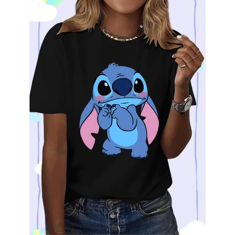 

MOTO-2025 Женская футболка с короткими рукавами и героями мультфильмов, базовая летняя домашняя одежда, спортивная футболка, размер для взрослых