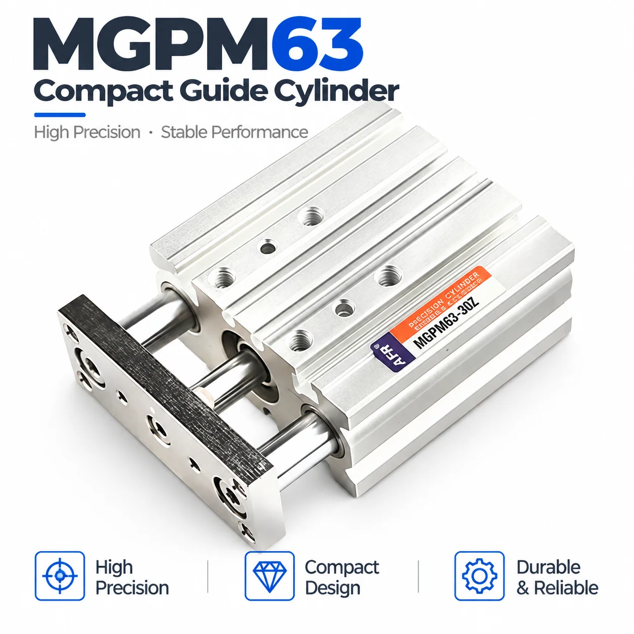 MGPM63-25Z 50 75 100Z 125Z 150Z 175Z 200Z 250Z 300Z Three Shaft Cylinder High Load Capacity Compact Guided Cylinder Non Rotating