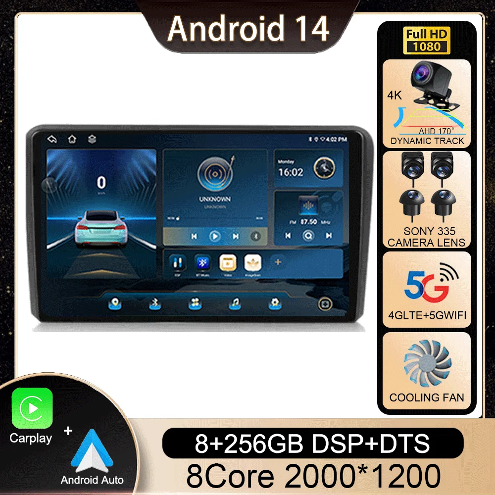 

Android 14 Carplay Auto Car Radio For Audi A3 8P 2003-2013 2din Multimedia Player GPS Navigation Audio Stereo DSP 360 Camera 4G