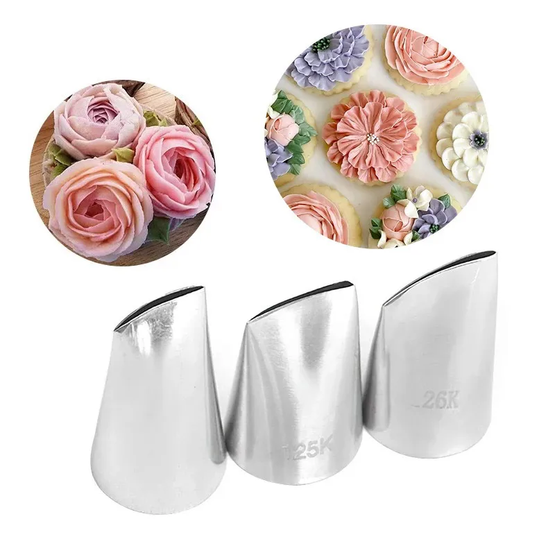 Rose Flower Piping Tips, Stainless Steel Diy Icing Piping Tips, Cupcake Decorating Piping Nozzles Tool Reusable Baking Gadgets