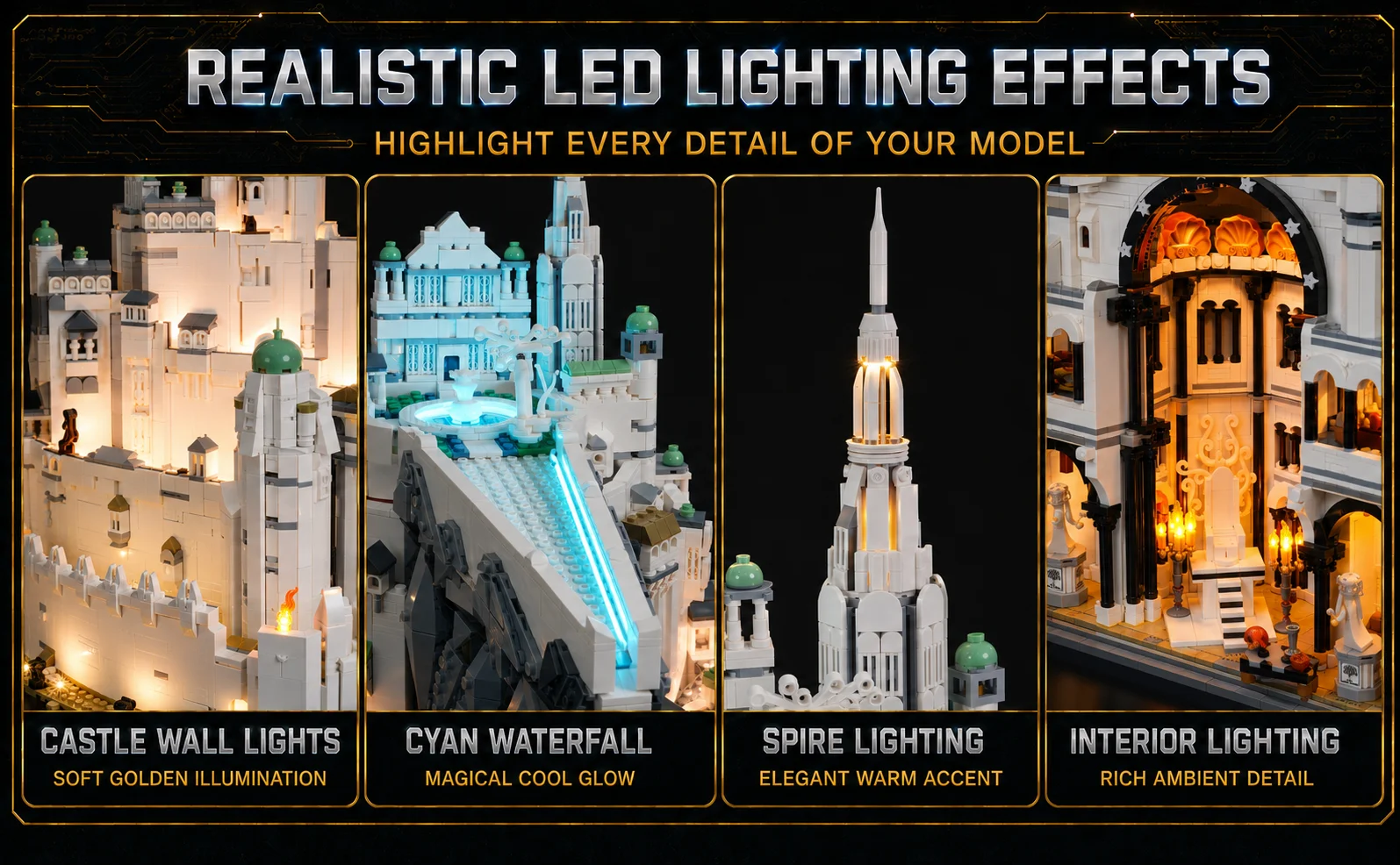 HPROSPER Remote control LED Light (No Model) For LEGO 11377 Icons The Lord of the Rings: Minas Tirith Decorative Lights