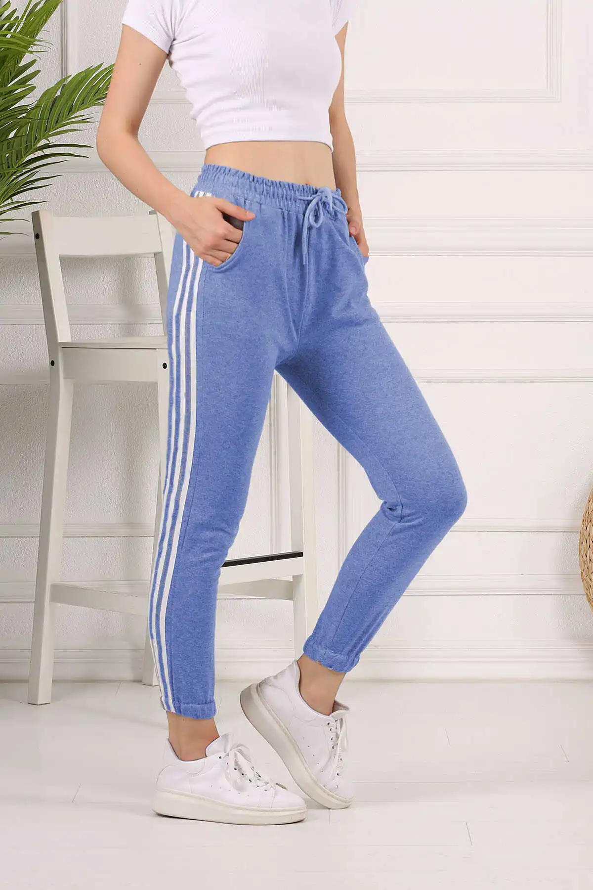 Yanı Stripe Sweatpants E-Light Blue