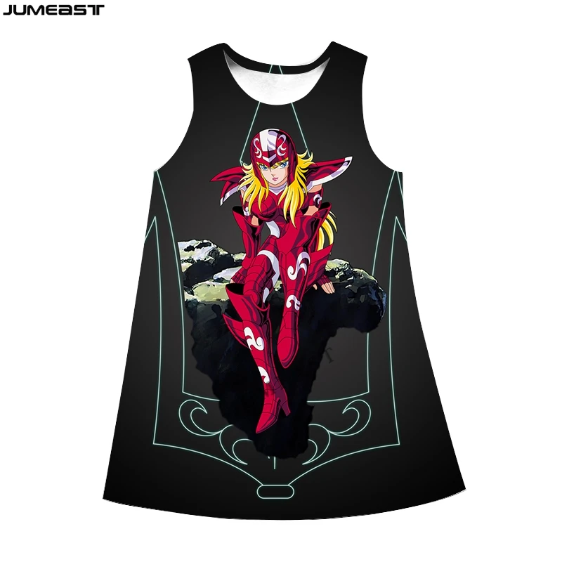 

Jumeast Y2k Women 3D Printed Dresses Cartoon Anime Saint Seiya Summer Fashion Sleeveless Dress Suspender Nightdress