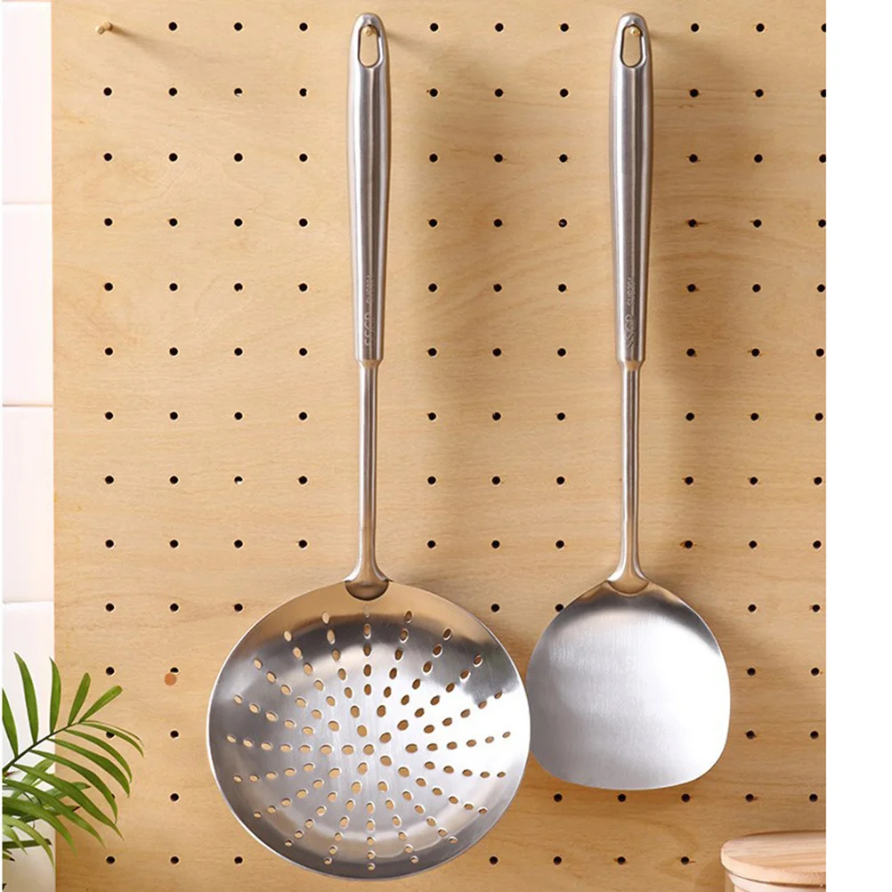 

Stainless Steel Strainer Spoon Large High-Density Fine Holes Heat Resistant Handle For Hot Pot Soup Noodles Vegetables Oil