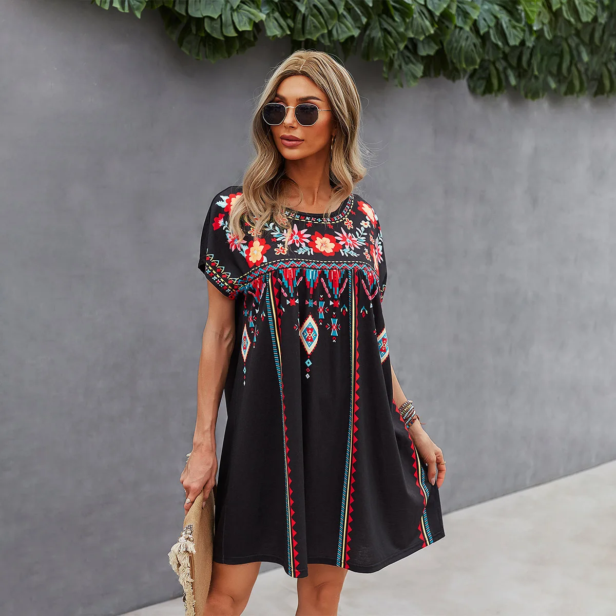 High Quality Leisure Vacation Dress 2024 Spring/summer New Loose Fitting Short Dress Bohemian Style Vestidos Boho Dress Vintage