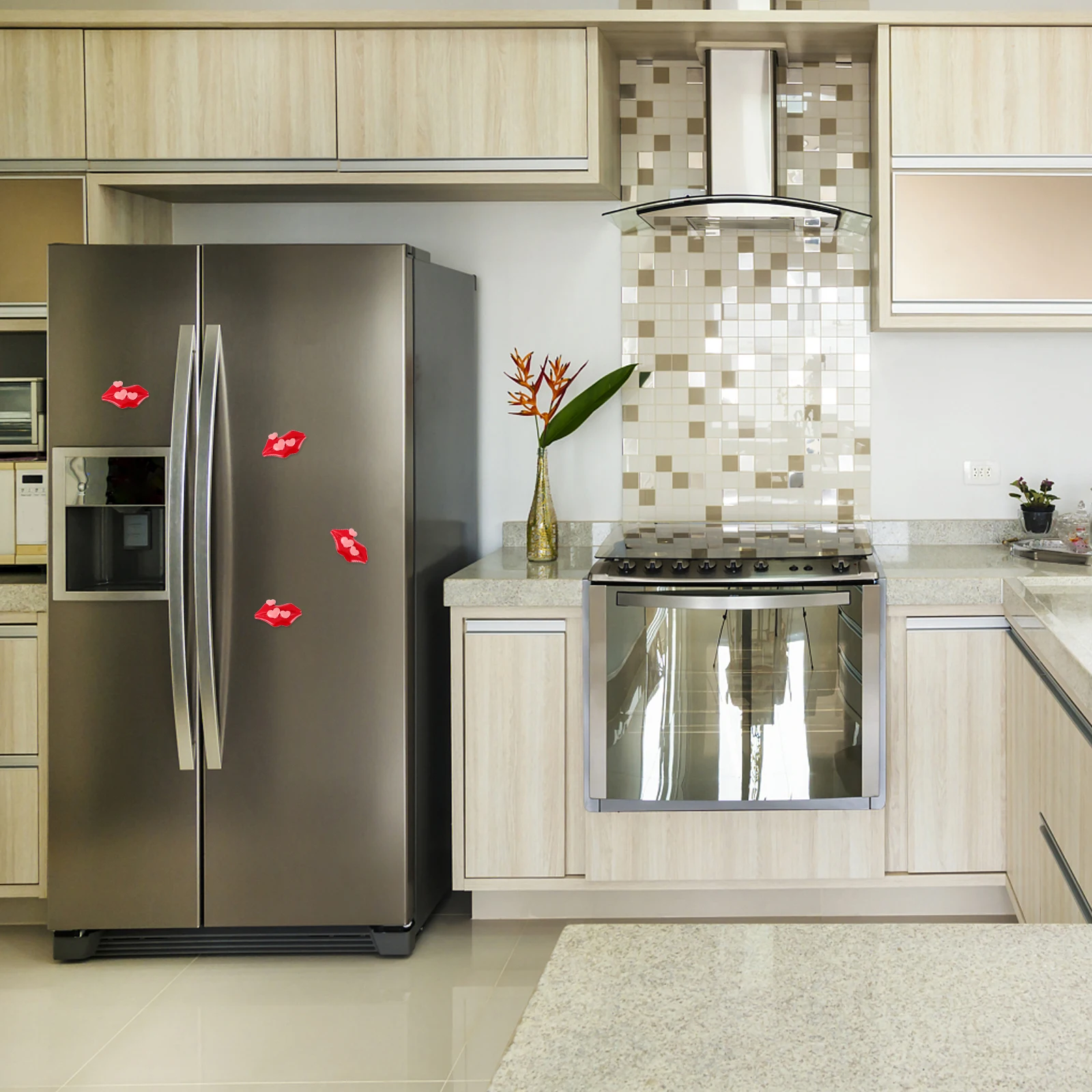 4 قطع مغناطيس الثلاجة مضحك الشفاه الحمراء الثلاجة ملصق زينة جميلة الإبداعية #3