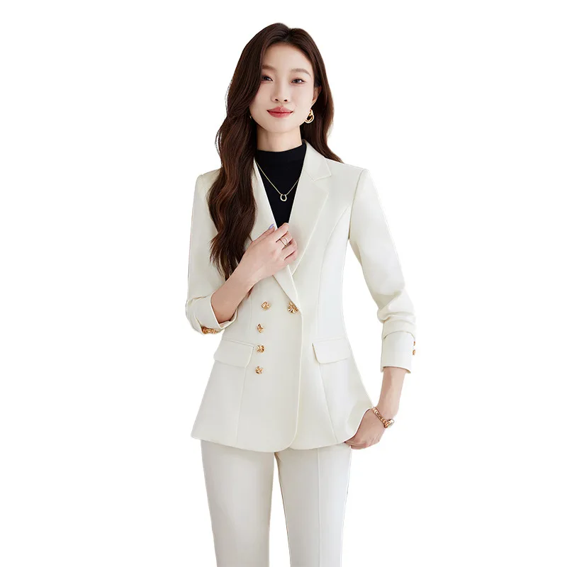 الخريف الشتاء طويلة الأكمام المرأة الرسمية بدل رجالي الإناث السيدات الأعمال ملابس العمل 2 قطعة مجموعة السترة وبنطلون النساء الملابس