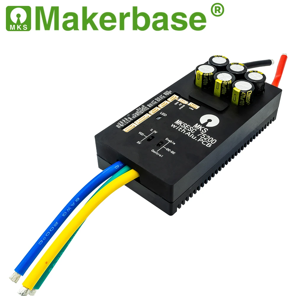 Makerbase VESC 75200 V2 84 V 200A Hoge stroom met Alu PCB gebaseerd op VESC voor E-Foil Fight Robot Surfplank AGV Robot