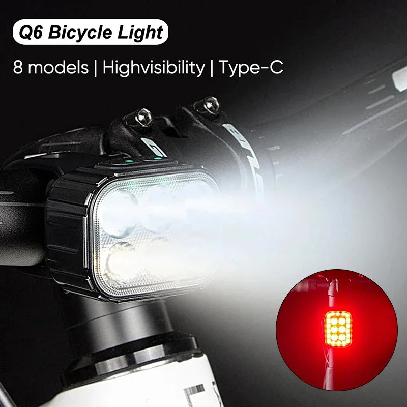 Mettre en évidence la lumière de vélo LED éclairage de vélo type-c lanterne avant arrière Rechargeable pour vtt vélo lampe de cyclisme accessoires de vélo