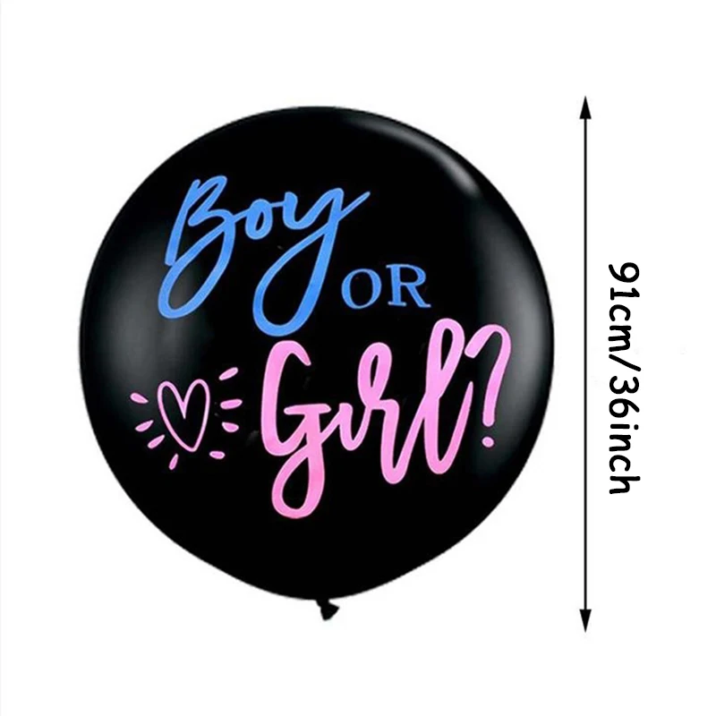Black Boy Or Girl Gender Reveal Balloons 36inch Latex Balloon with Confetti for Baby Shower Birthday Party Decor Globos Supplies