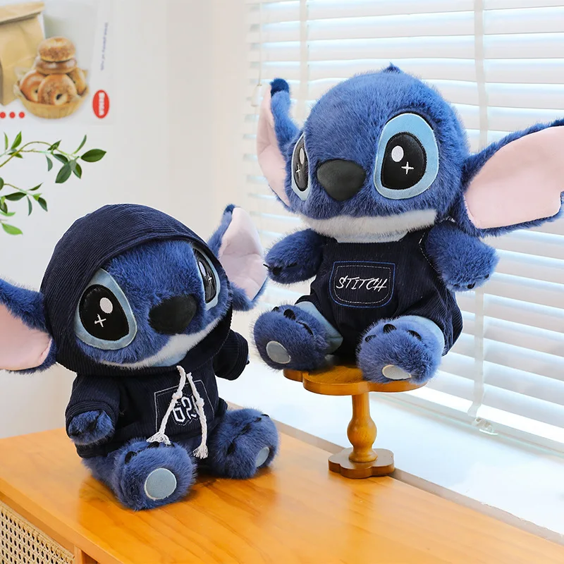 

НОВАЯ плюшевая кукла Disney Stitch с комбинезоном, милая мягкая игрушка в стиле аниме, подарок на день рождения для детей, мальчиков и девочек, декор комнаты