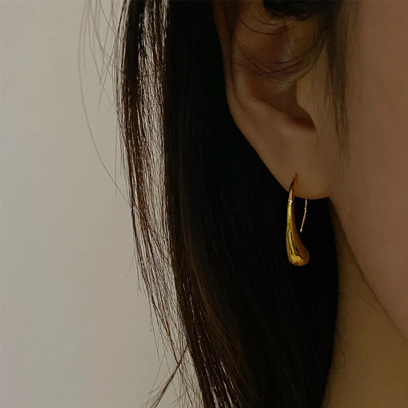 Stainless Steel Classic Retro Small Water Drop Hang Earrings for Women Temperament Fashion Wedding Jewelry Accessory Colorfast