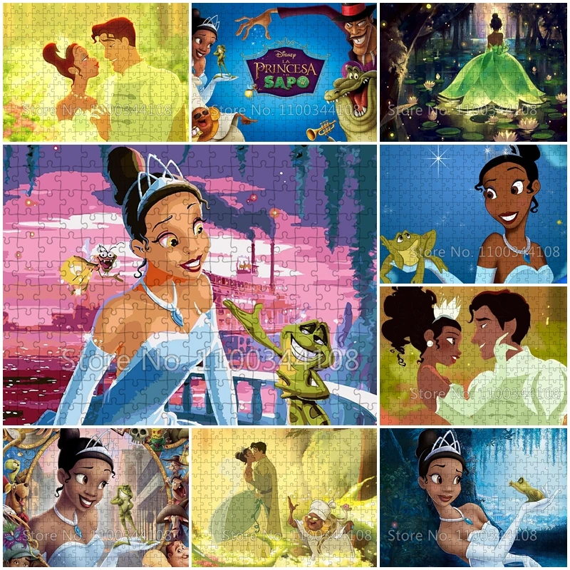 Disney 300/500/1000 Pieces Puzzles The Princess and The Frog Jigsaw Puzzle Educational Toys for Children Intellectual Game Gifts