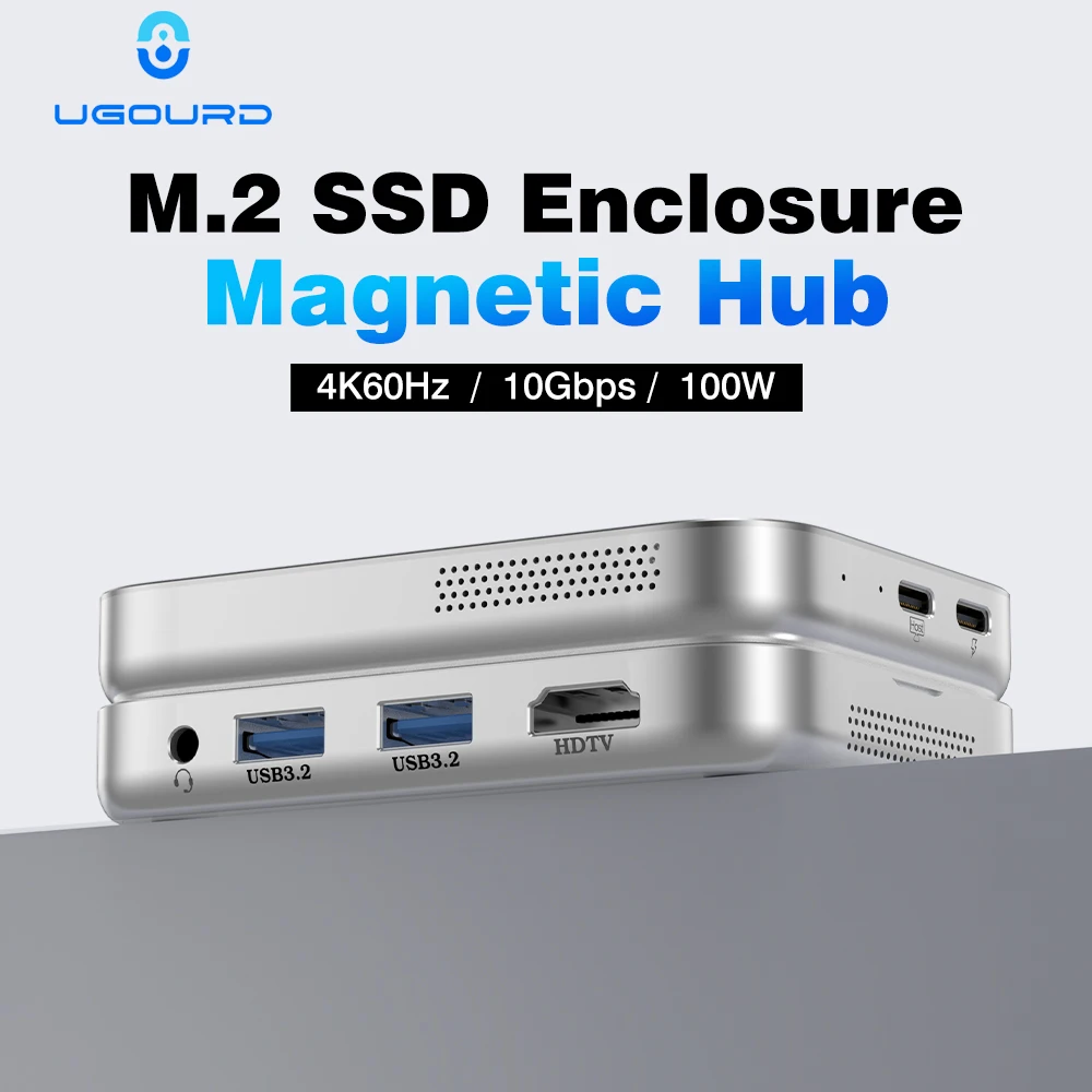 

UGOURD M.2 SSD Enclosure Magnetic Type C Hub USB3.0 10Gbps Splitter Docking Station USB C to HDMI 4K Adapter Multiport M2 NVME