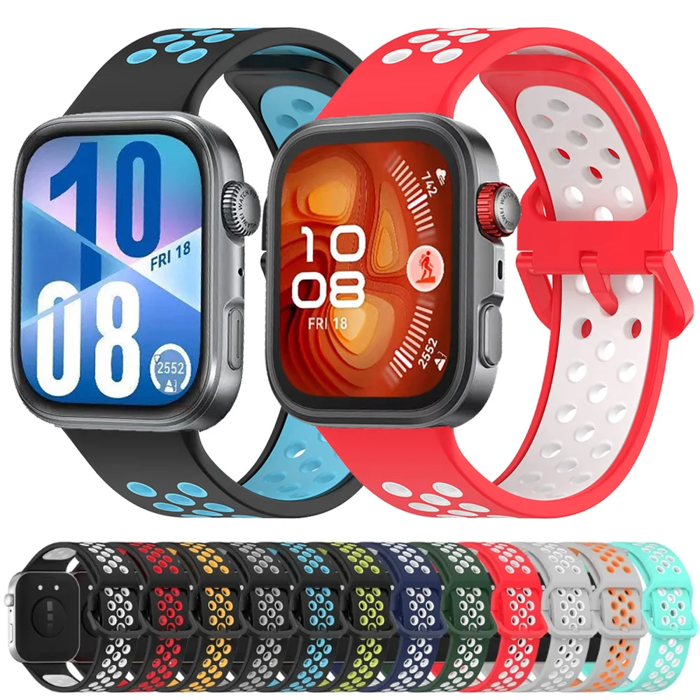 Zweifarbiges Silikonarmband für Huawei Watch Fit 3/4/4 Pro Sport, atmungsaktives Armband Correa für Huawei Watch Fit 4 Pro Zubehör