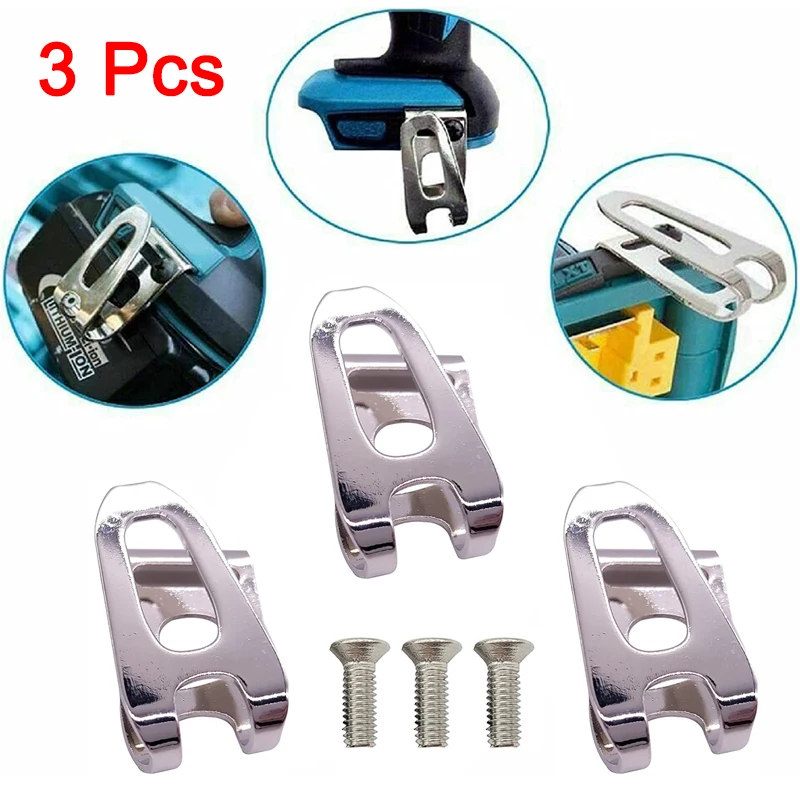 1/2/3 Stück Gürtelclip-Haken, 3 Stück Haken und 3 Stück Schrauben-Set für Makita 18 V LXT Akku-Bohrschrauber, Schlagschrauber, Elektrowerkzeuge, Zubehör