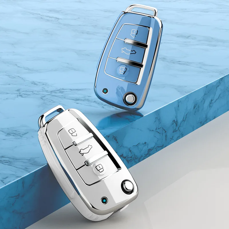 

Soft TPU Car Flip Key Case Cover Shell For Audi A1 A3 A4 8P 8L 8V A5 B6 B7 A6 A7 C5 C6 Q3 Q5 Q7 4F S3 S4 S6 RS3 TT Accessories