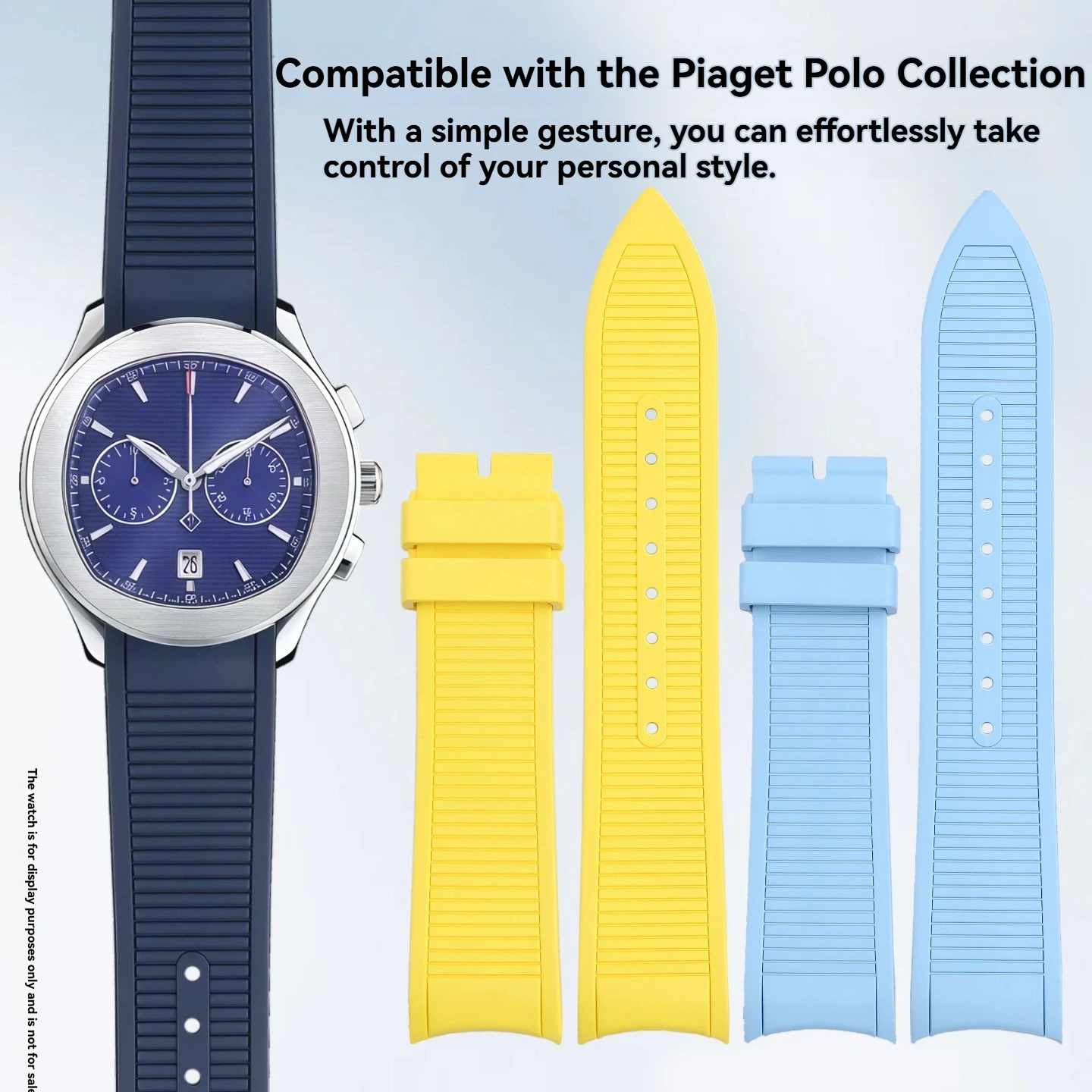 For the Piaget POLO Five-Hand Collection: Special Curved FMK Strap G0A48024/41006/43002 Outdoor Fluororubber Strap 21mm x 19mm