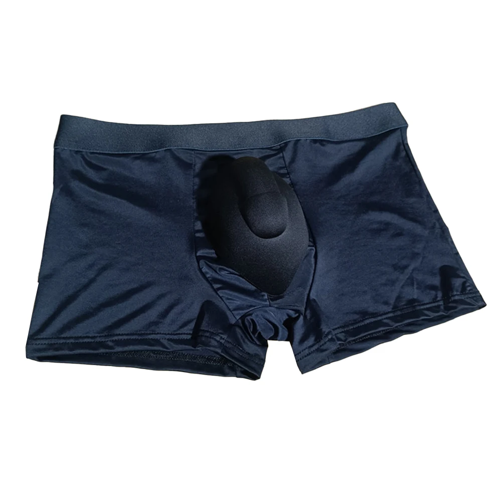 

Men's Elastic Ice Silk Bulge Pouch Boxers Shorts Seamless Underwear With Cup Pads Panties Man Underpants