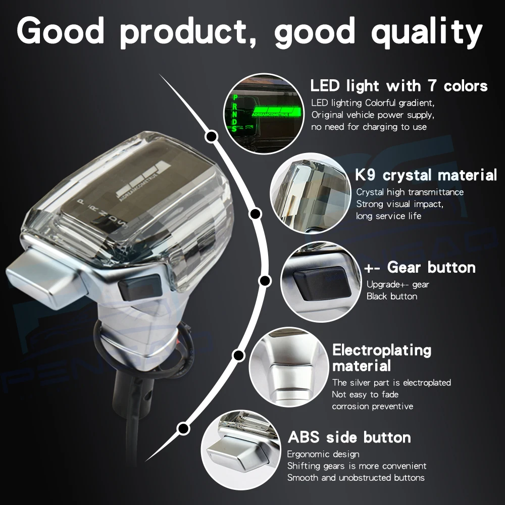 

For ford crystal with LED light plus/minus gears shift knob gear box handle gear lever refit car Interior Automatic transmission