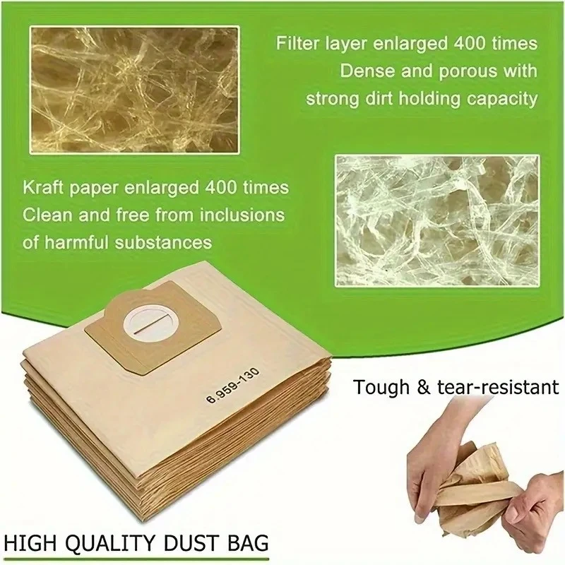 Vacuum Cleaner Bags for Karcher 6.959-130.0 WD3 MV3 WD3 Premium Wet & Dry Vacuum Cleaner, SE4001 MV1 WD3200 WD3300 A2204 A2656