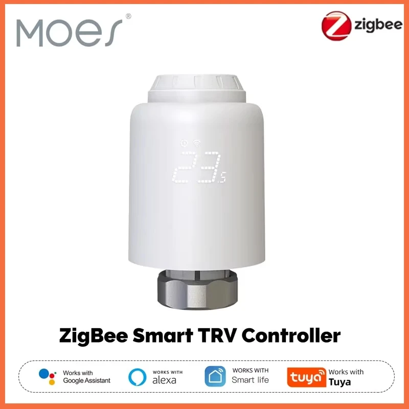 

Moes Tuya ZigBee Thermostatic Radiator Valve Smart Life Wireless Remote Heating Temperature Controller Alexa Voice Control