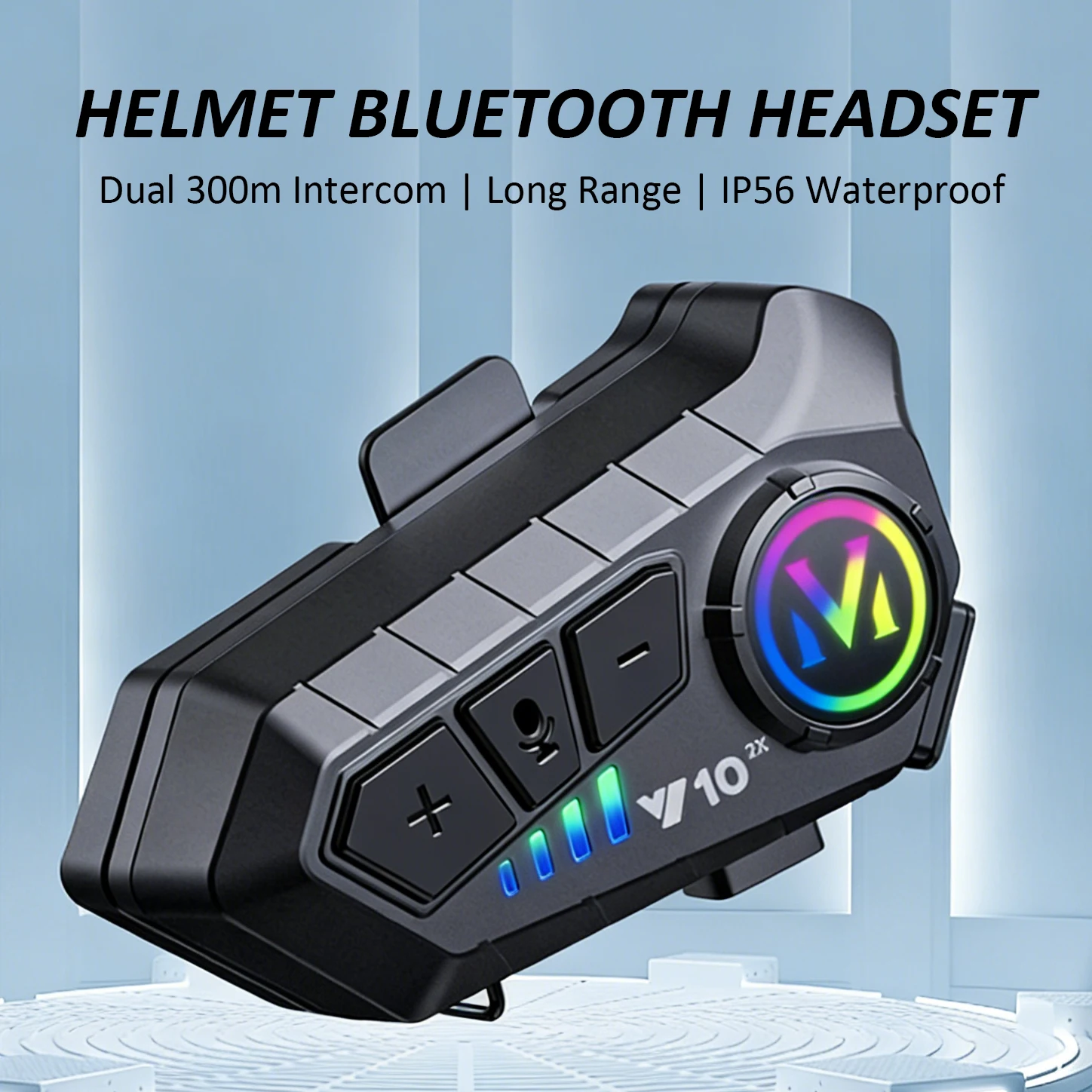 Y10-2X Motorcycle Helmet Bluetooth Intercom Headset 1000mAh IPX6 Waterproof Handsfree MP3 Moto Earphone 1 2Pcs
