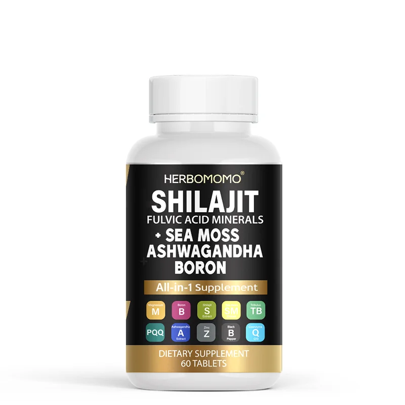 Shilajit добавка 10000 мг с морским Мохом 6000 мг трибулус, Бор, магний-10 в 1 без ГМО, на основе растений, чистый и органический,