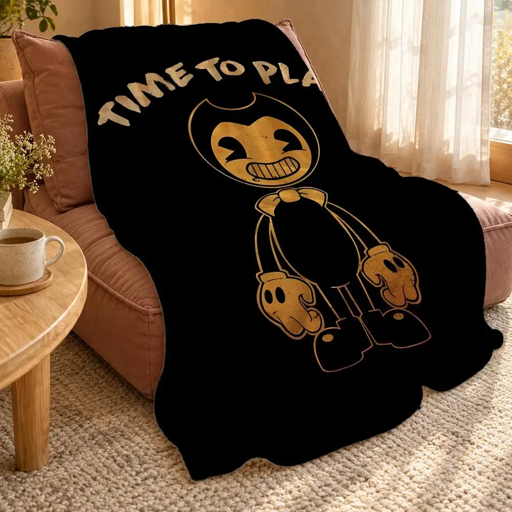 Game B-Bendy And The Ink M-Machine Throw Double Sided Flannel Throw Blanket Soft Travel Camping Sofa Bed Home