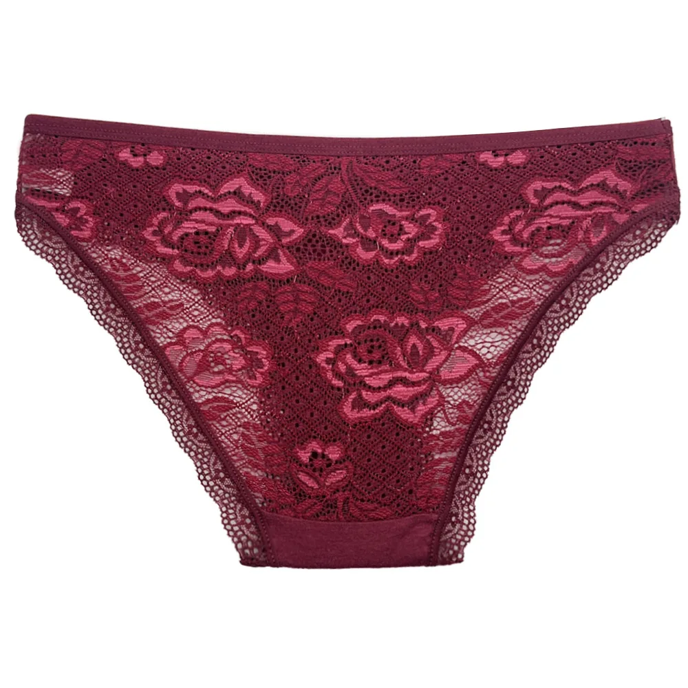 Moonflame Cotton Briefs Women Lingerie M L XL Solid Color Sexy Lace Ladies Panties