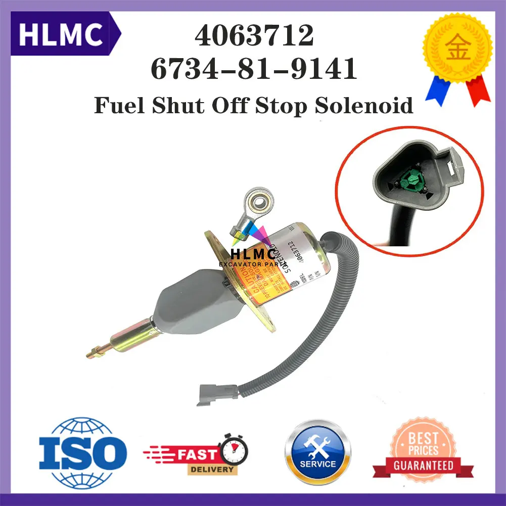 4063712 SA-5030-24 6734-81-9141 Fuel Shut Off Stop Solenoid Compatible with Komatsu PC300-7 PC350-7 PC360-7 Excavator