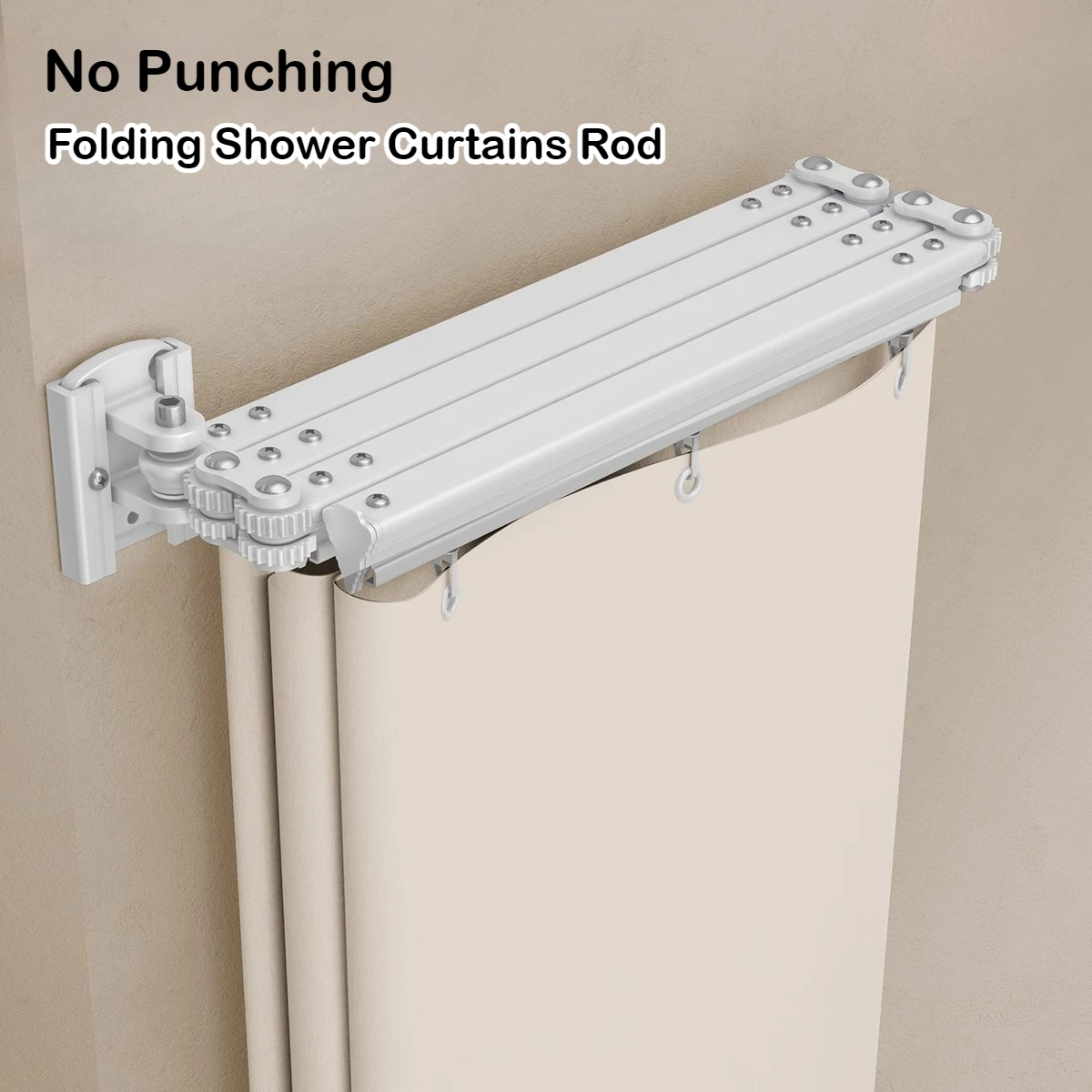 Suction Cup Shower Curtains Rod NO CURTAINS Folding Invisible Rod No Punching Toilet Bath Curtain Holder Bathroom Partition