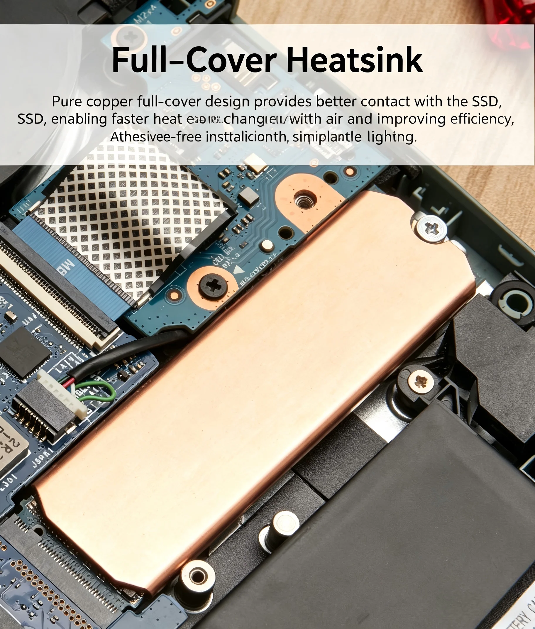 Copper M.2 NVMe SSD Heatsink Cooler With Thermal Silicone Pad For PS5 Laptop Desktop PC, Compatible M2 2280 2242 2230 NGFF PCI - view 6
