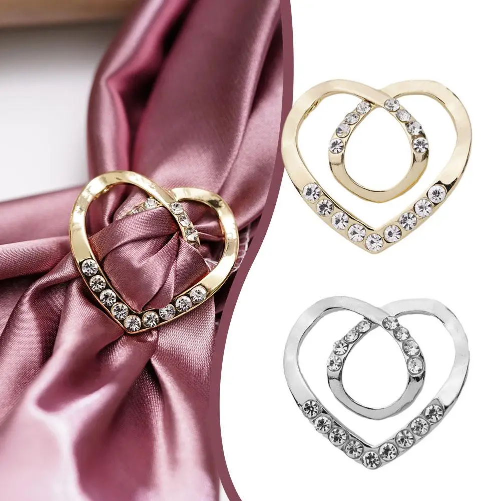 Love Scarf Buckle Heart Brooch Pins Crystal Love Heart Brooch Bridal Wedding Brooches Lapel Pins For Women Dress Clothes Sw Y1z1