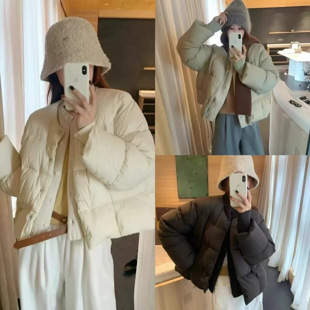 2025 Nieuwe Winter Pluizige Puffer Jas Vrouwen Dikker Warme Oversized Baseball Kraag 90% Witte Eendendons Korte Casual Jas