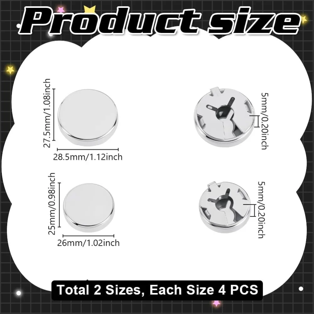 8Pcs 2 Styles Cufflinks Flat Round Button Covers for Men Classic CuffLinks Set Shirt Cuff Links for Wedding Business Formal