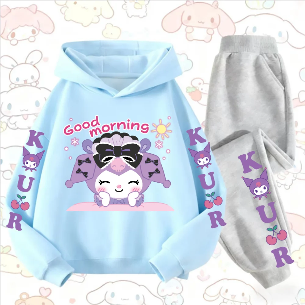 

2025 autumn and winter Kulomi printed hoodie set-girls cute sweatshirt and matching elastic pants