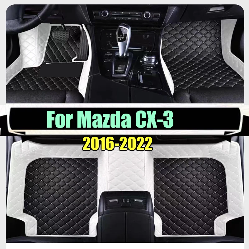 Car Floor Mats For Mazda CX-3 CX3 DK 2016~2022 Leather Luxury Mat Protective Rug Carpet Set Auto Interior Parts Car Accessories