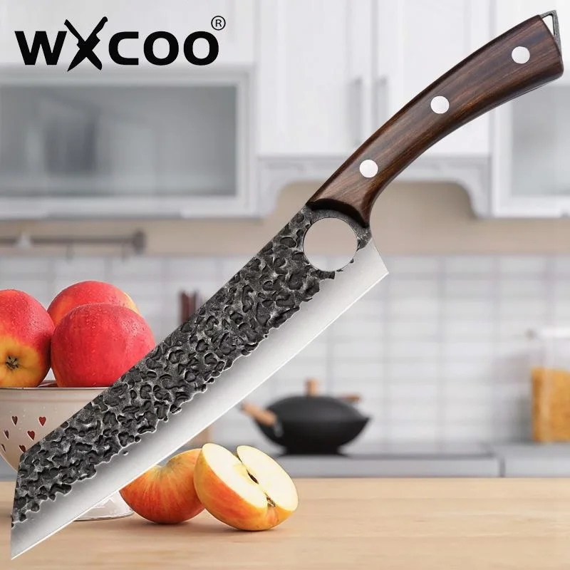 WXCOO-cuchillos de cocina para forja martillada, cuchillo de Chef profesional, rebanador de carne de carnicero Universal, picadora de deshuesado de acero inoxidable