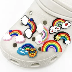 1 pz colorato arcobaleno PVC ciondoli per scarpe sandali accessori scarpe spille superiori decorazione Fit zoccoli fibbia regalo per feste per bambini