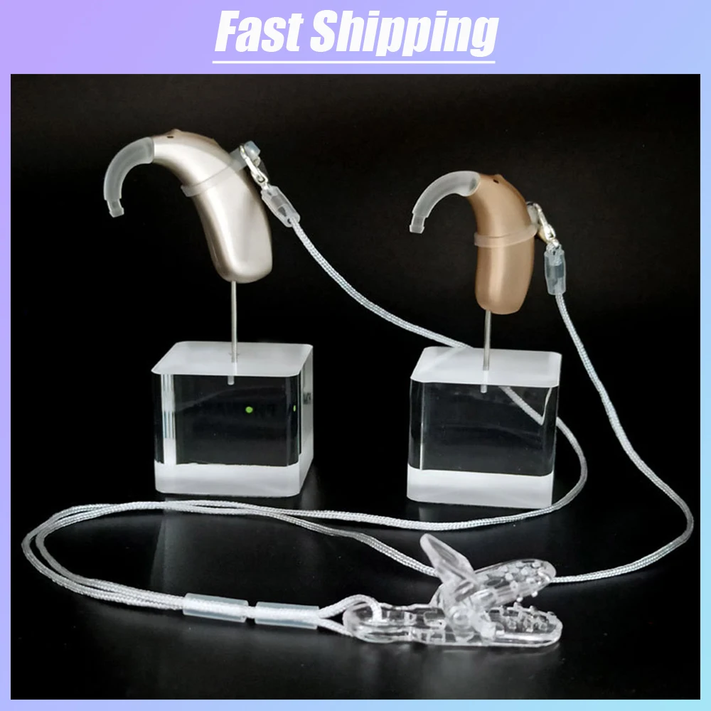 1pc Universal Double Ear Type Hearing Aid Anti-Lost Lanyard Silicone Hearing Aid Portable Rope Hearing Aid Prevent Loss Clip