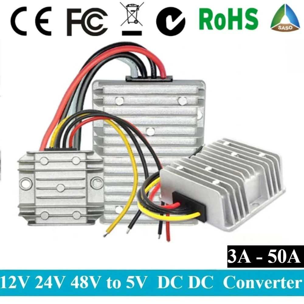12V 24V 48V to 5V 3A 5A 10A 15A 20A 30A 40A50A Step Down DC Power Converter Voltage Regulator Output Power Supply Module for Car